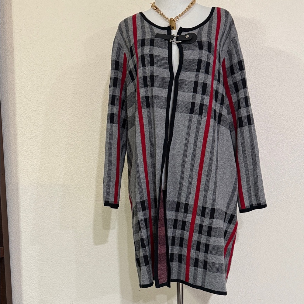 Anne Klein Plaid Open Front Cardigan Women’s Size 1x EUC